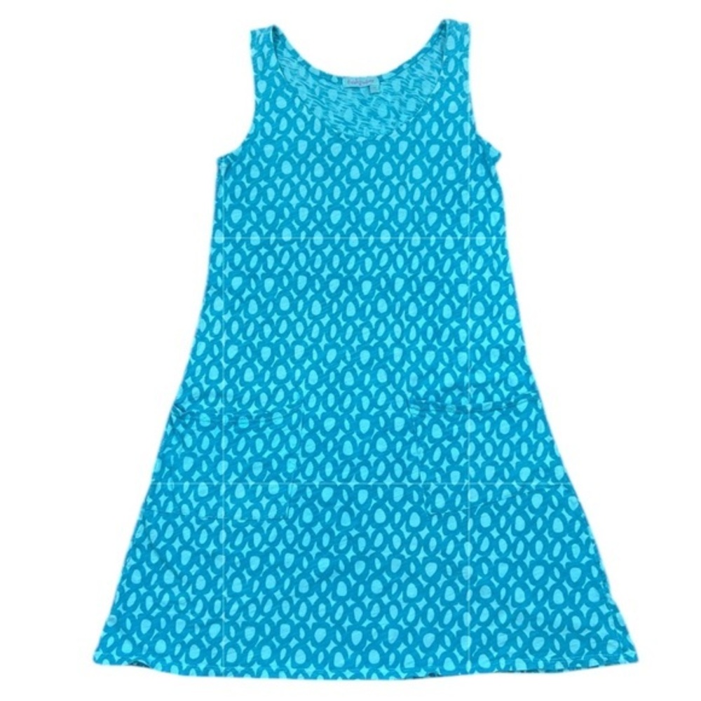 Fresh Produce - ‘Geometric blue/aqua’ dress. SZ: XS. Previously loved 💕